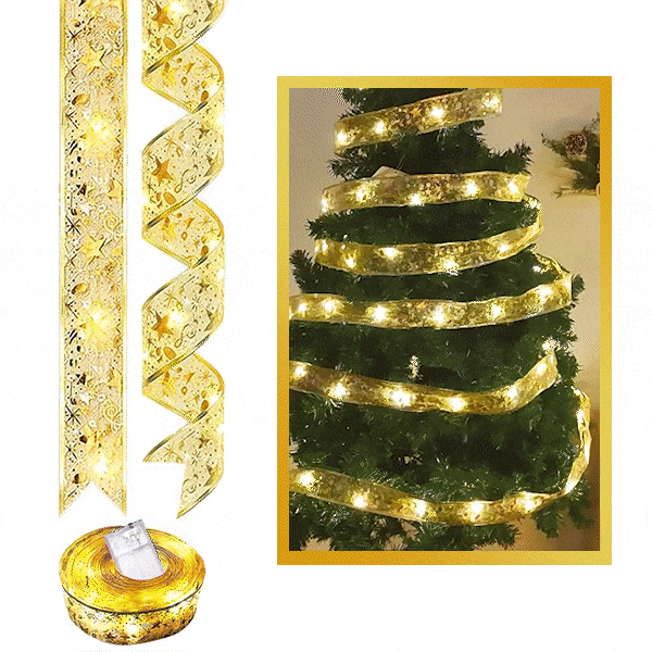 Χριστουγεννιάτικα φωτάκια με κορδέλα - Ribby