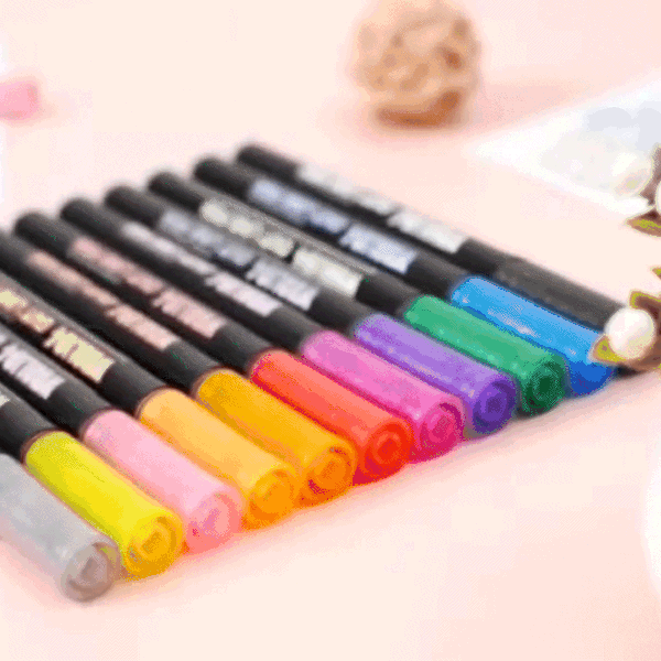 Ασημί Μαρκαδόροι με Έγχρωμο Περίγραμμα- 12ΤΜ - Silvermarkers