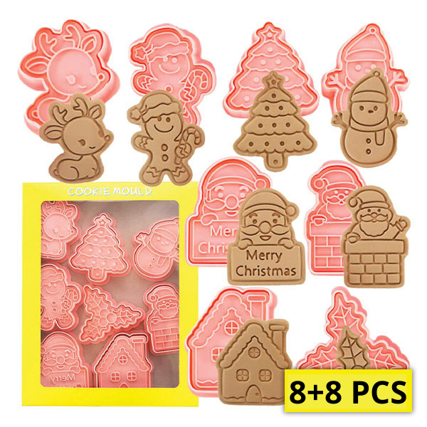 Χριστουγεννιάτικα καλούπια μπισκότων (8 + 8 GRATIS) - Biscuity